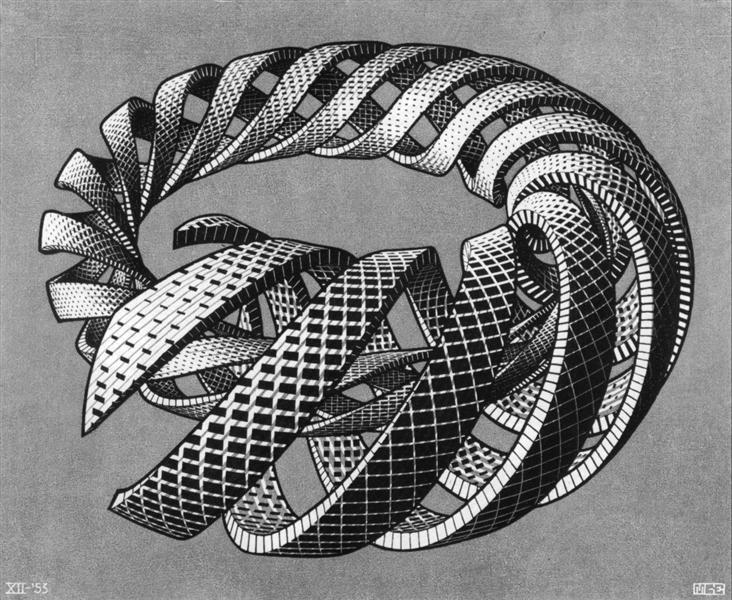 An infinite spiral that M.C. Escher drew in 1953.